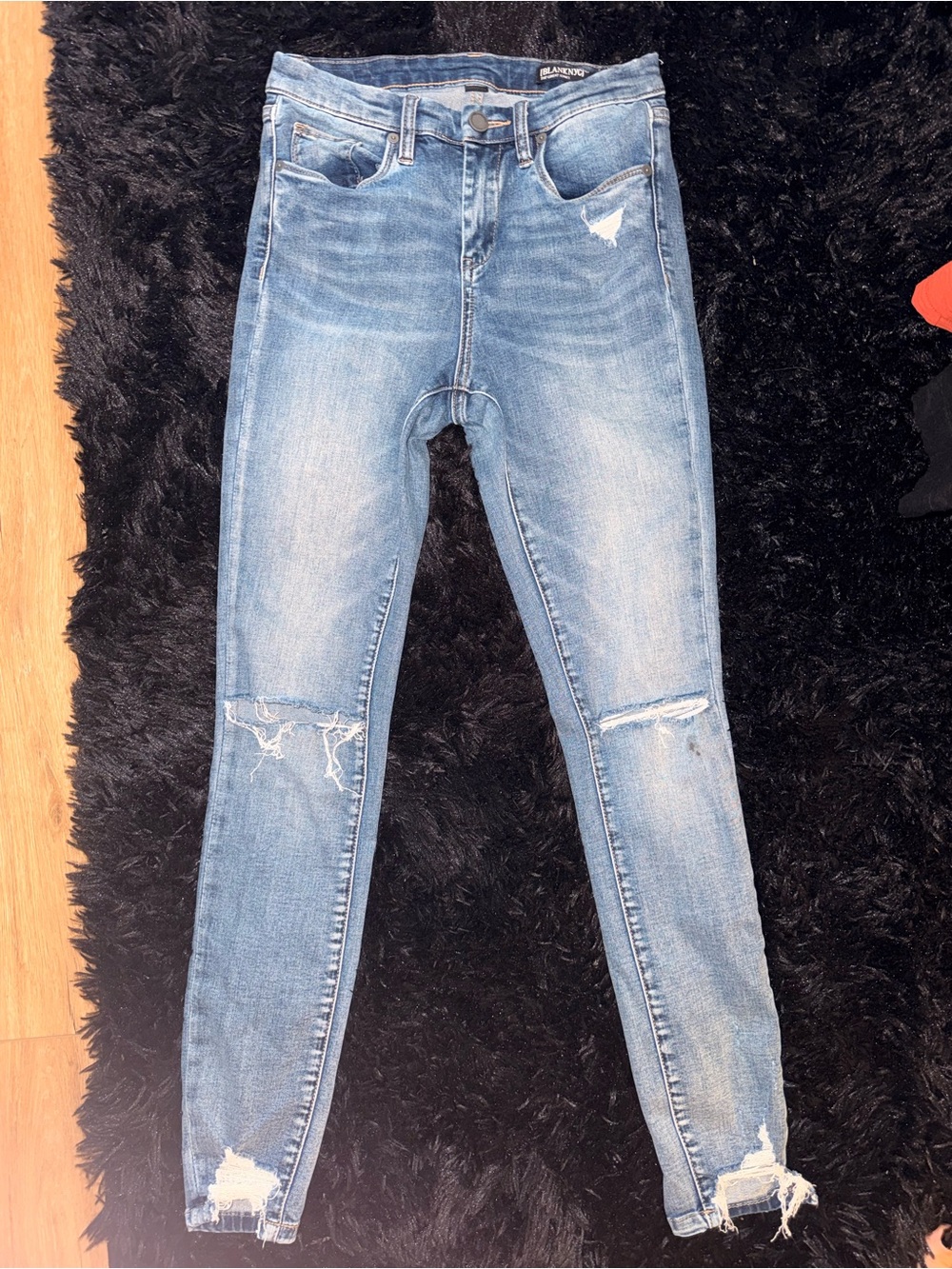 BLANKNYC Size 25 Distressed Skinny Jeans Light Wash Ripped Raw Hem Y2K